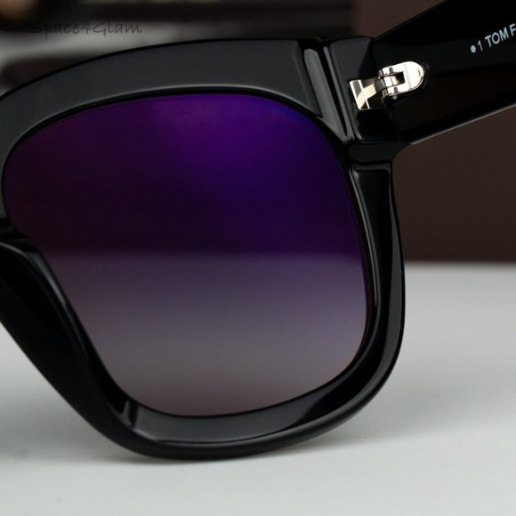 BRAND NEW Tom Ford FT0613/S 01D Black Grey Polar Grad Square Women Sunglasses - Picture 10 of 12